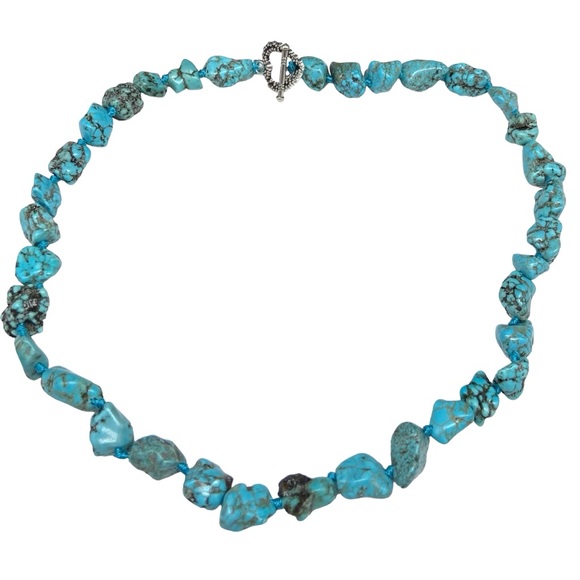RE-STOCKED! Turquoise Howlite Nugget Beaded Necklace Chunky Genuine Stone 18” - Picture 5 of 6